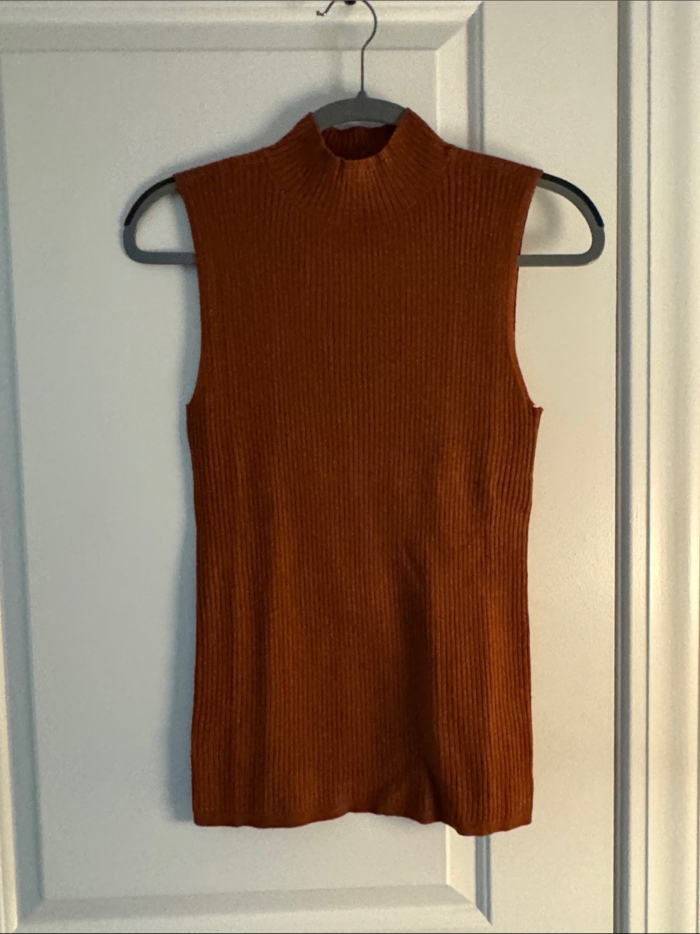 LOFT Ribbed Mock Neck Sleeveless Tank - Rust